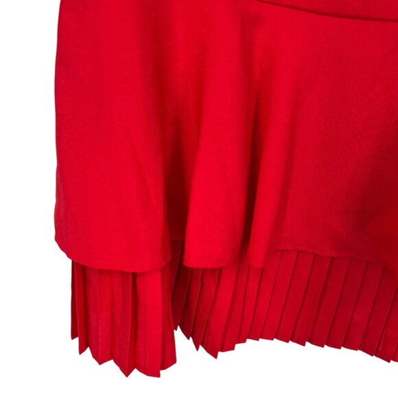 Tahari ASL Ruffle Pleat Detail Tie Neck Bell Sleeve Dress Red Size 2 NWOT - Picture 8 of 12